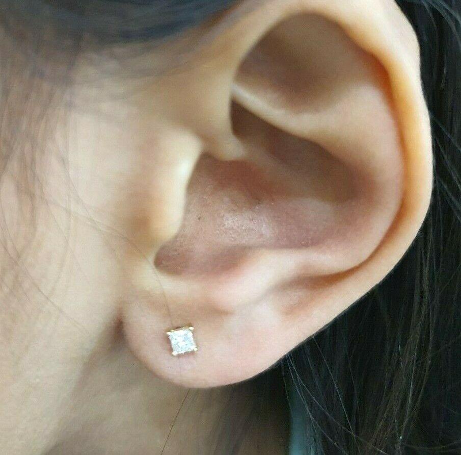 18ct White/Yellow Gold Children's Princess Diamond Earrings 0.30ct