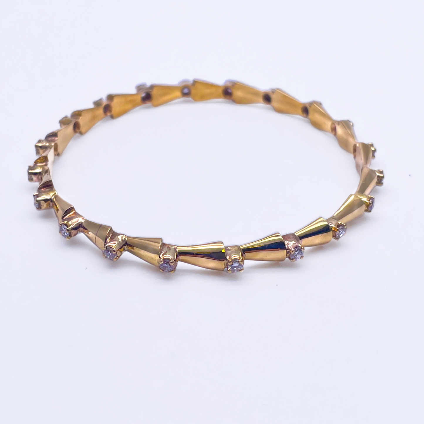 18ct Yellow Gold Solid Fancy Round Diamond Cuff Bangle Bracelet 1.00ct
