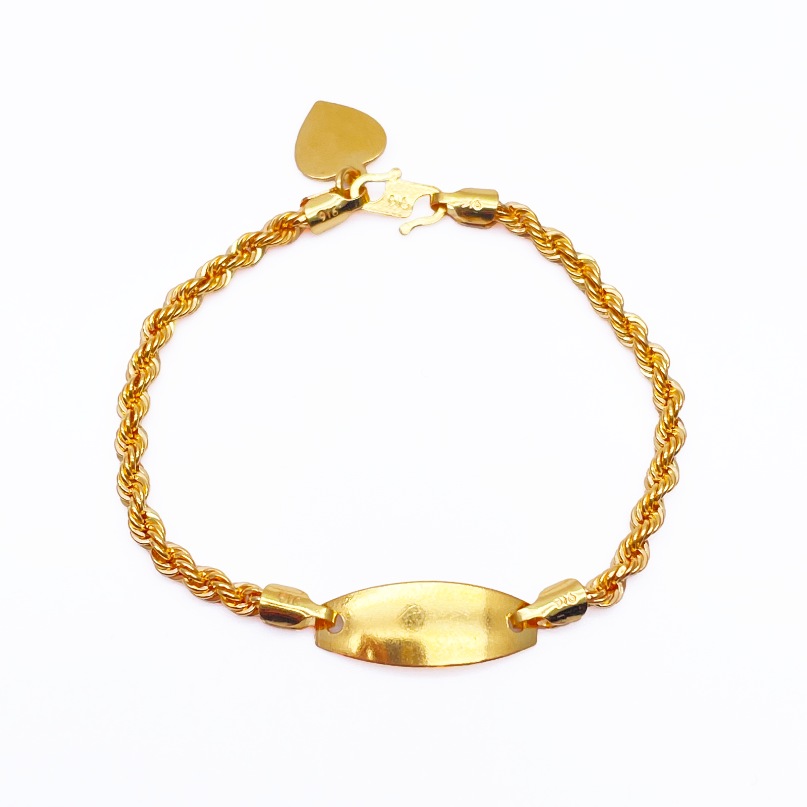 22ct Yellow Gold Diamond Cut Kids Gold Bracelet 5''inches Raina