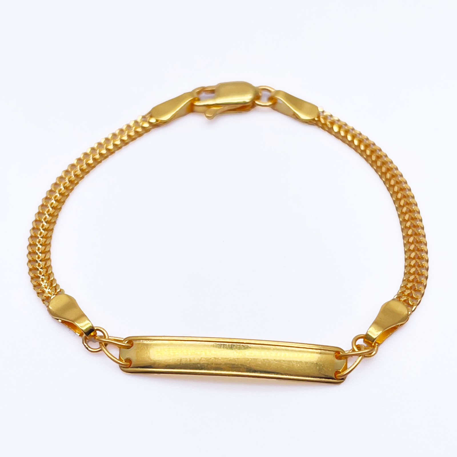 22ct Yellow Gold Flat Link Chain Kids Gold Bracelet 5.4 inches