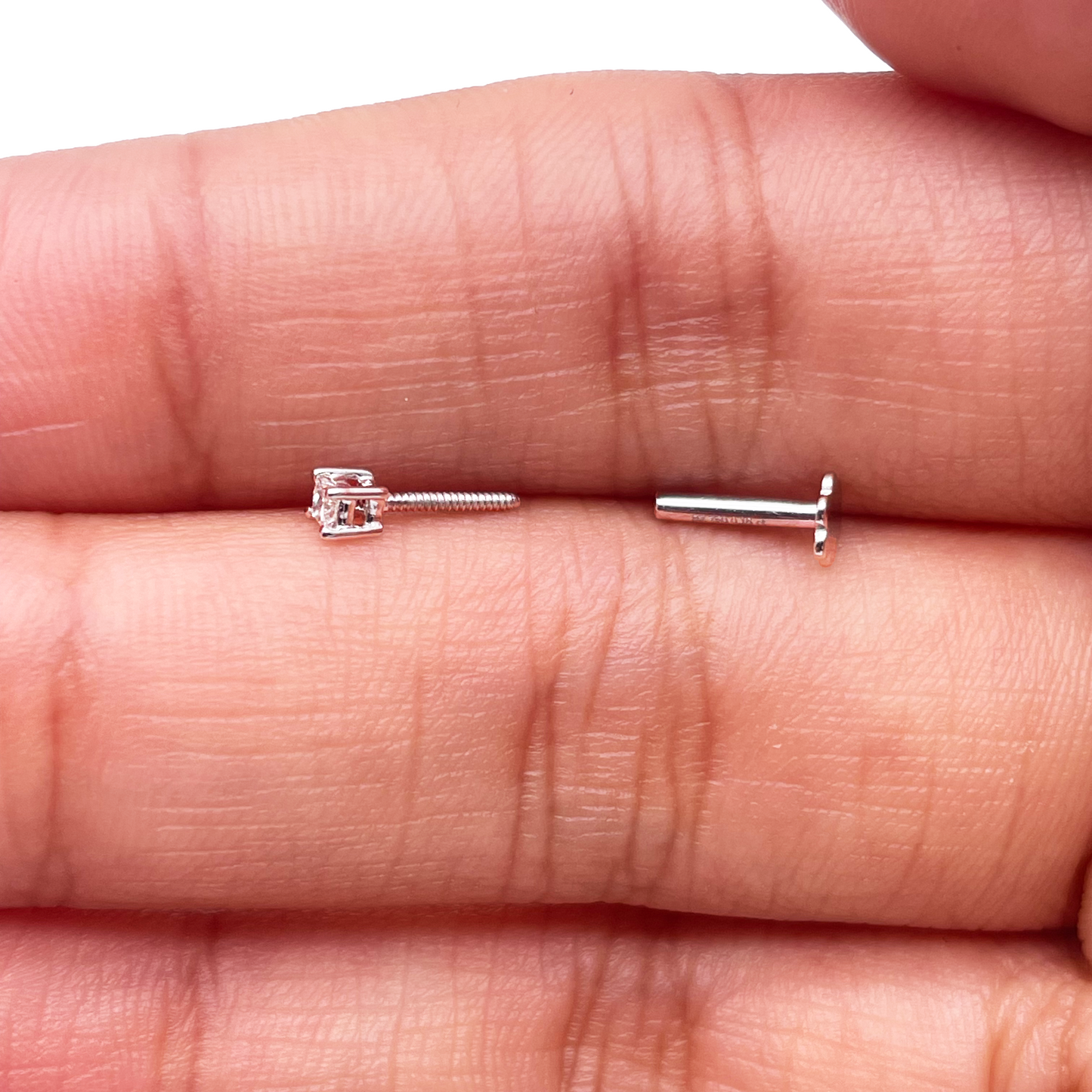 18ct White Gold Diamond Children's Earrings 0.06ct Child friendly safe & secure