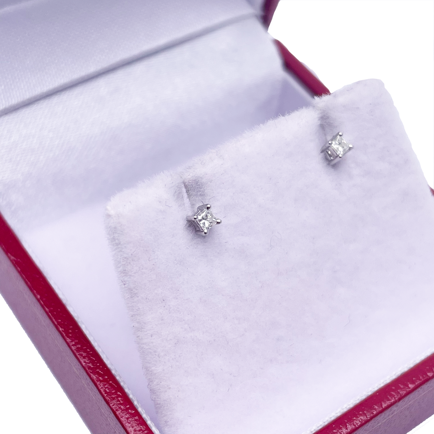 18ct White Gold Diamond Children's Earrings 0.06ct Child friendly safe & secure