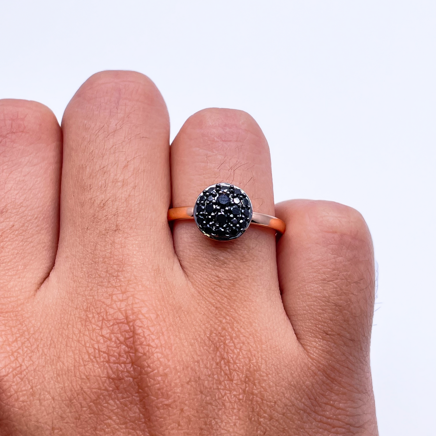18ct Rose Gold Natural Black Diamond Cluster Ring 0.41ct
