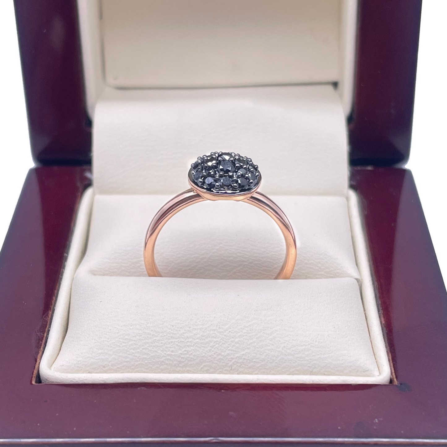18ct Rose Gold Natural Black Diamond Cluster Ring 0.41ct