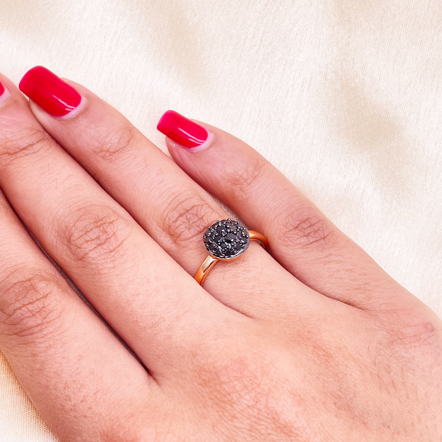 18ct Rose Gold Natural Black Diamond Cluster Ring 0.41ct