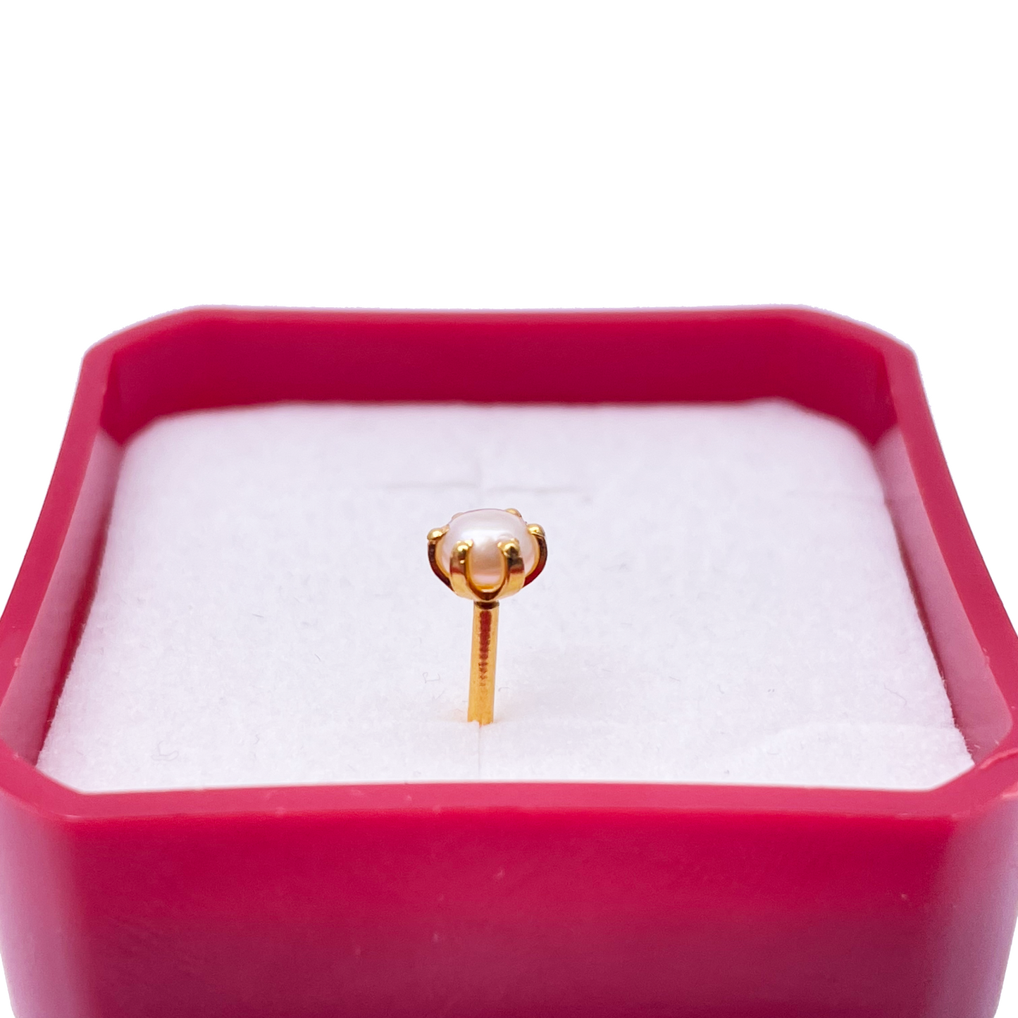 22ct Yellow Gold Freshwater Pearl Claw Single Nose Stud 4.6mm