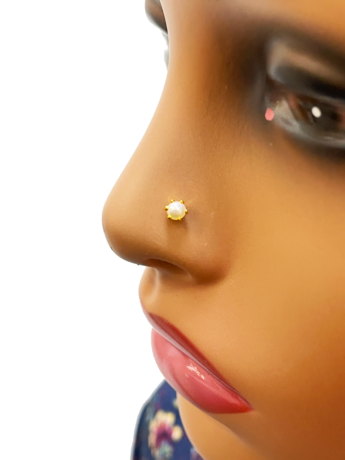 22ct Yellow Gold Freshwater Pearl Claw Single Nose Stud 4.3mm