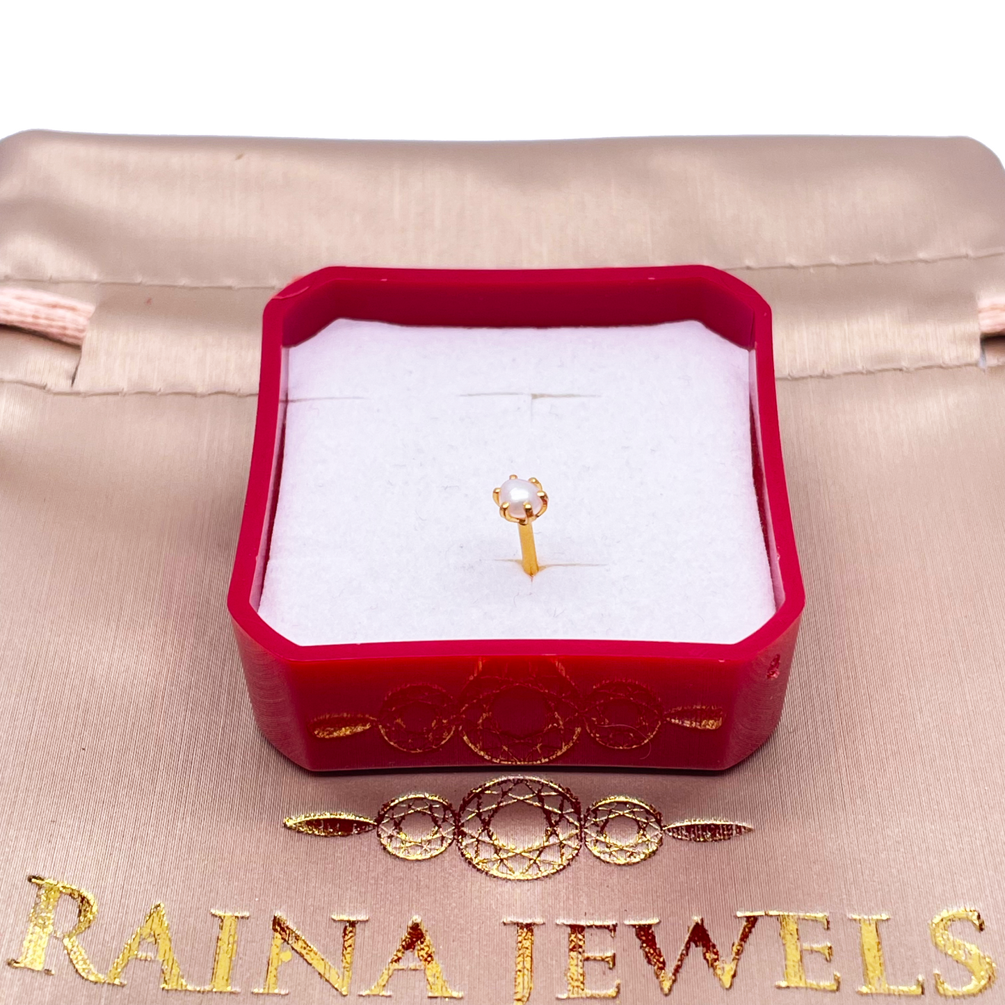 22ct Yellow Gold Freshwater Pearl Claw Single Nose Stud 3.9mm