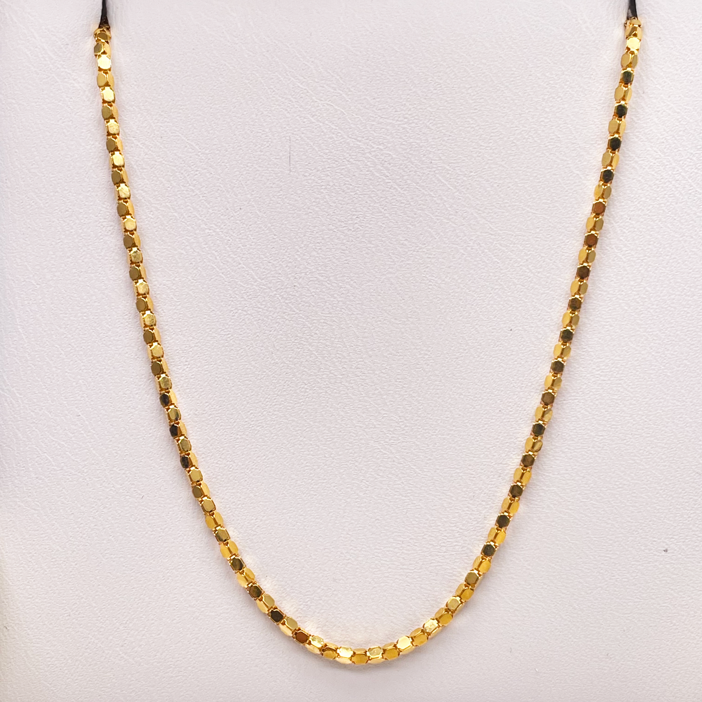 22ct Yellow Gold Shiny Hexagonal Linked High Polished Chain Necklace 16''inches
