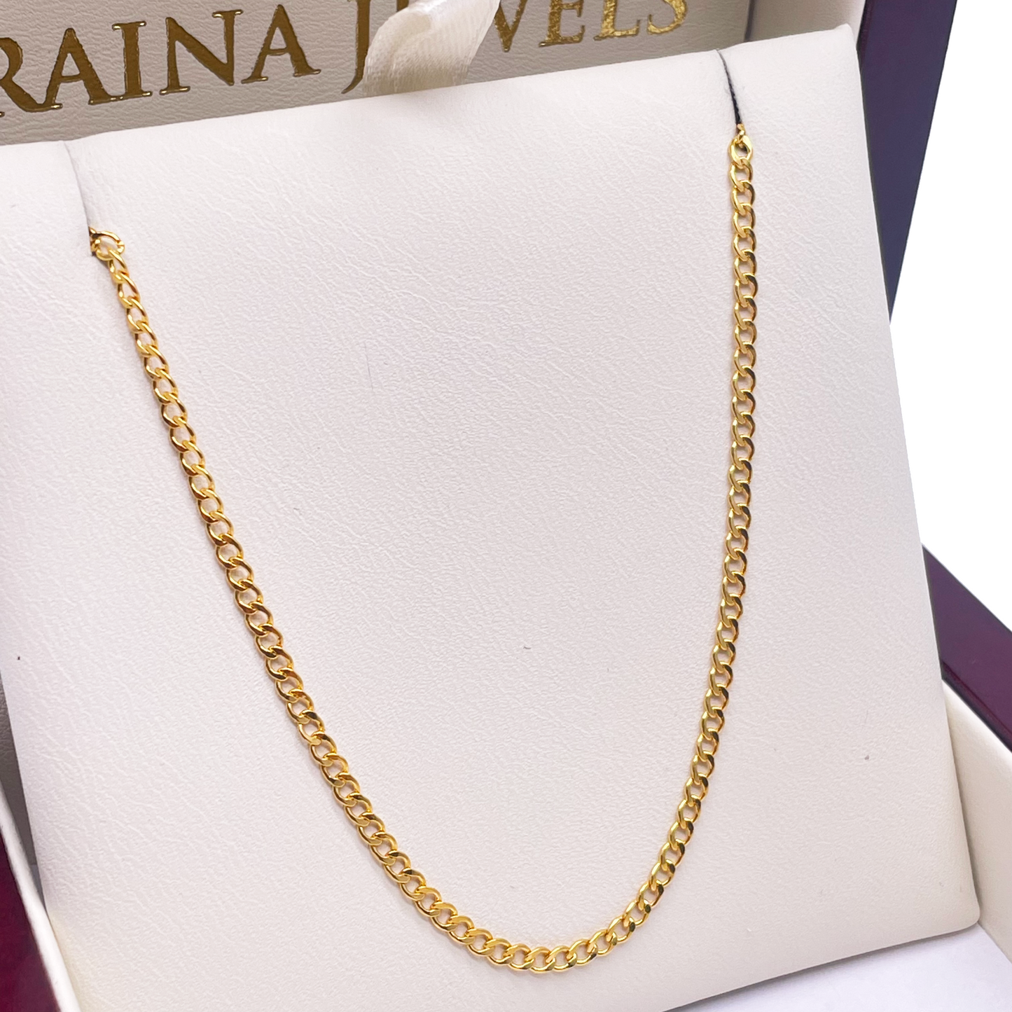 22ct Yellow Gold High Polished Flat Curb Link Chain/Necklace 15.5''inches