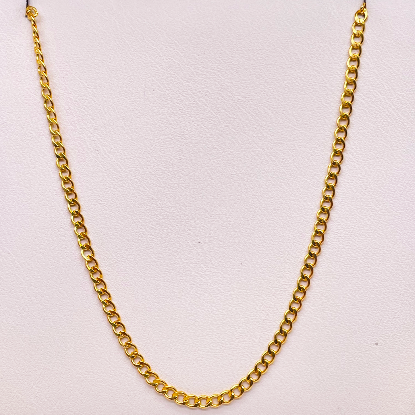 22ct Yellow Gold High Polished Flat Curb Link Chain/Necklace 15.5''inches