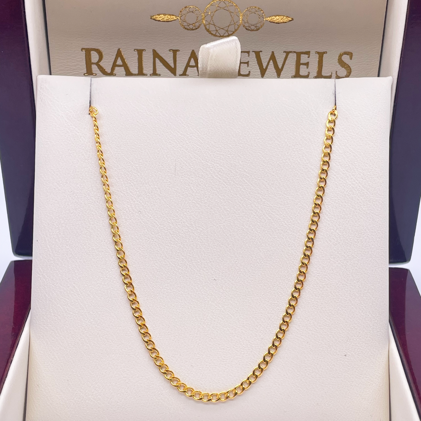 22ct Yellow Gold High Polished Flat Curb Link Chain/Necklace 15.5''inches