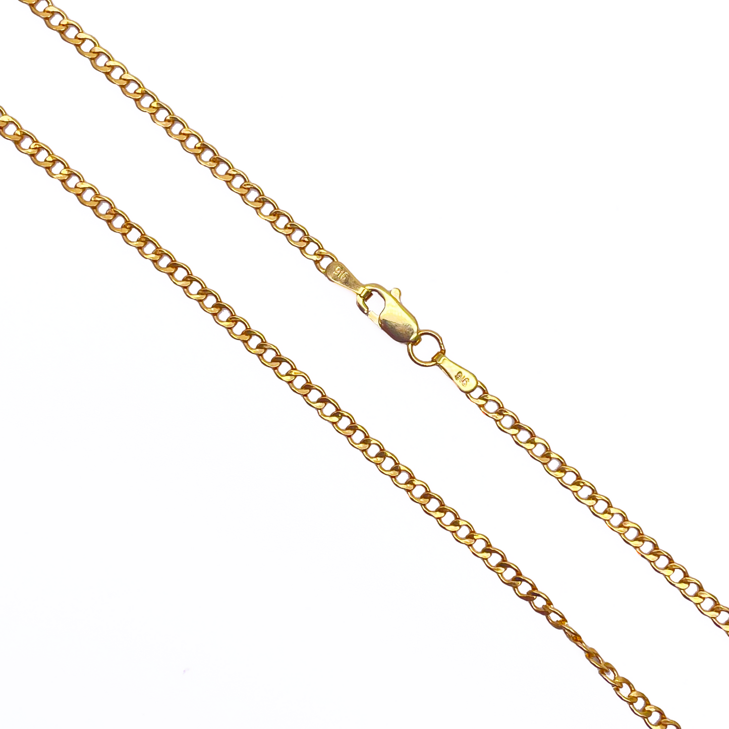 22ct Yellow Gold High Polished Flat Curb Link Chain/Necklace 15.5''inches