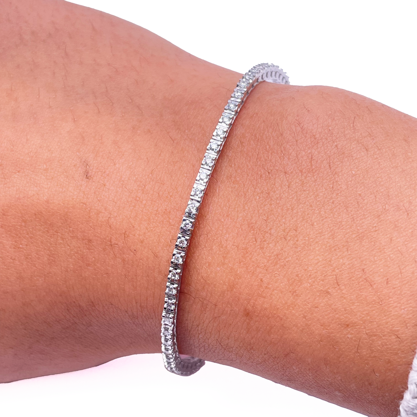 14ct White Gold Natural Diamond Tennis Bracelet 4claw 1.00ct 7''inches