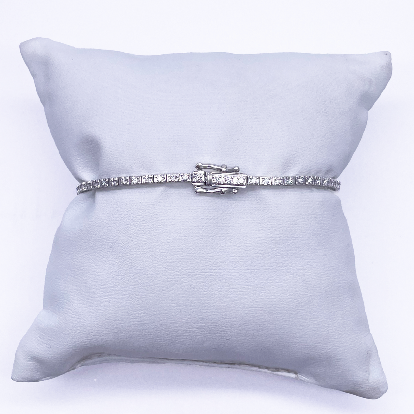 14ct White Gold Natural Diamond Tennis Bracelet 4claw 1.00ct 7''inches
