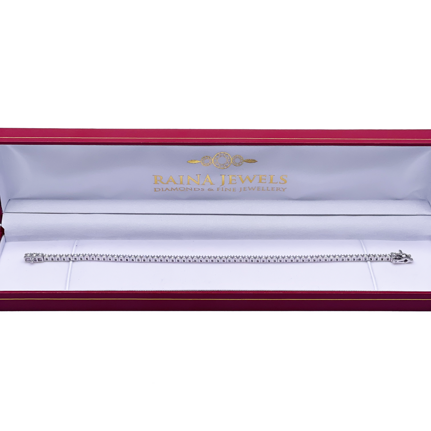 14ct White Gold Natural Diamond Tennis Bracelet 4claw 1.00ct 7''inches