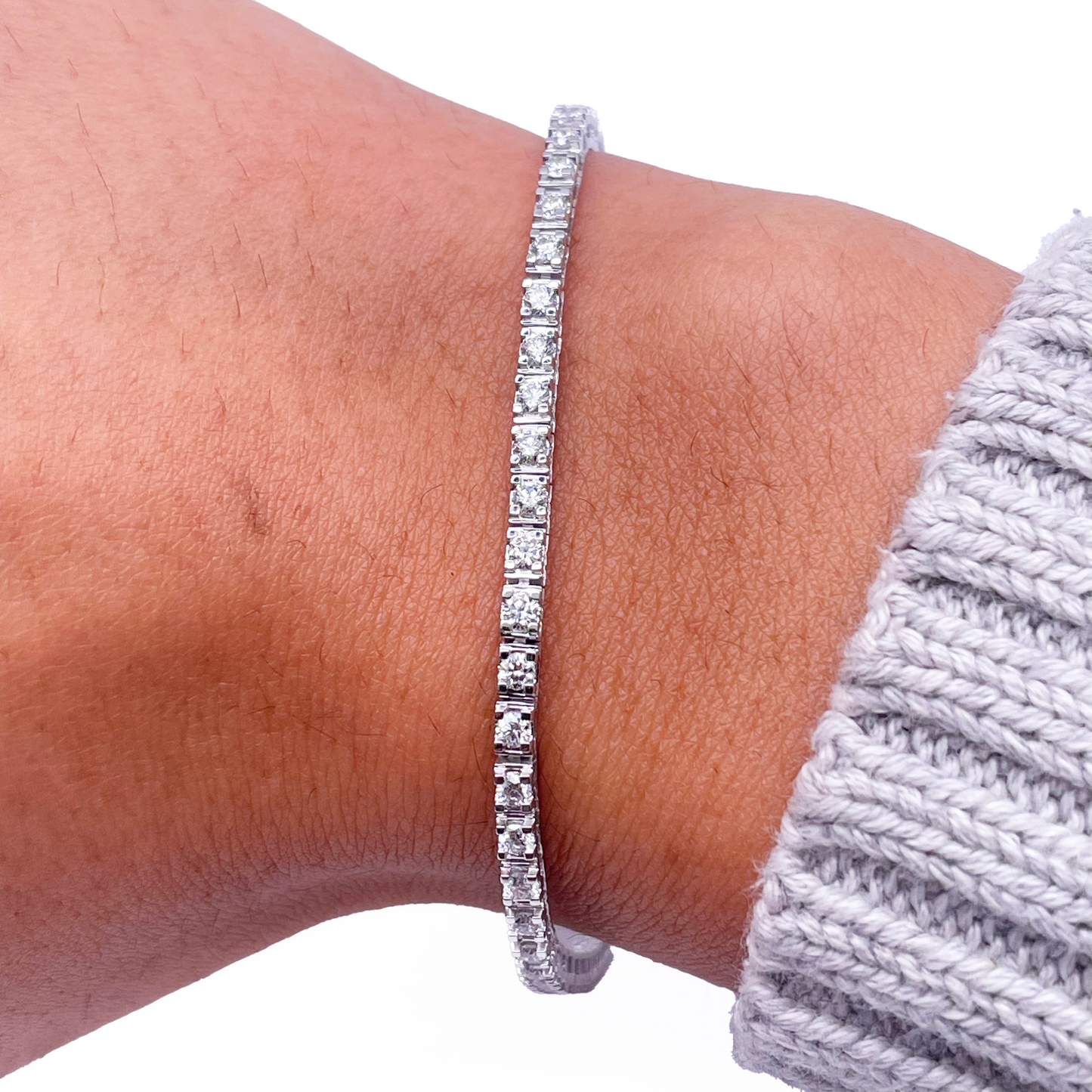 14ct White Gold Natural Diamond Tennis Bracelet 4 claw 2.00ct 7''inches