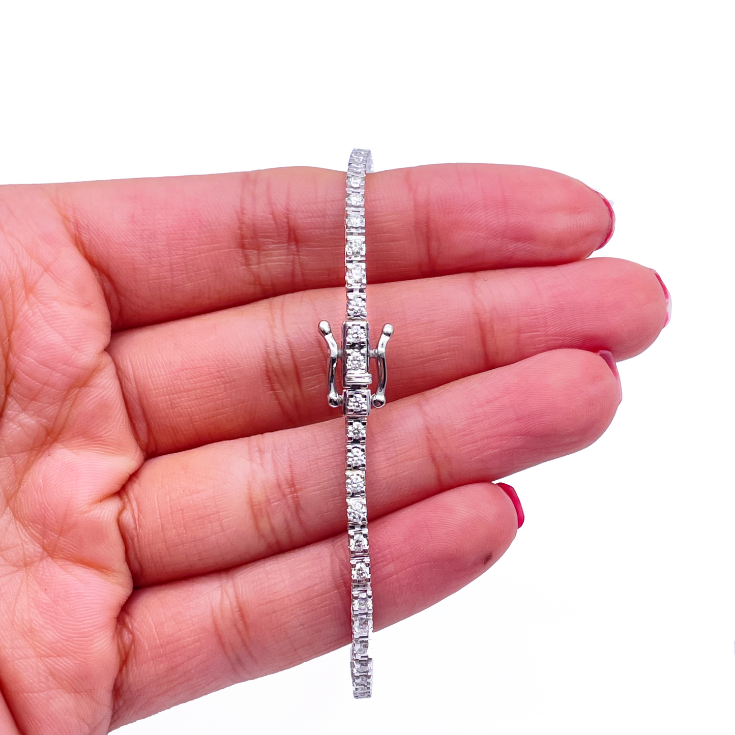 14ct White Gold Natural Diamond Tennis Bracelet 4 claw 2.00ct 7''inches
