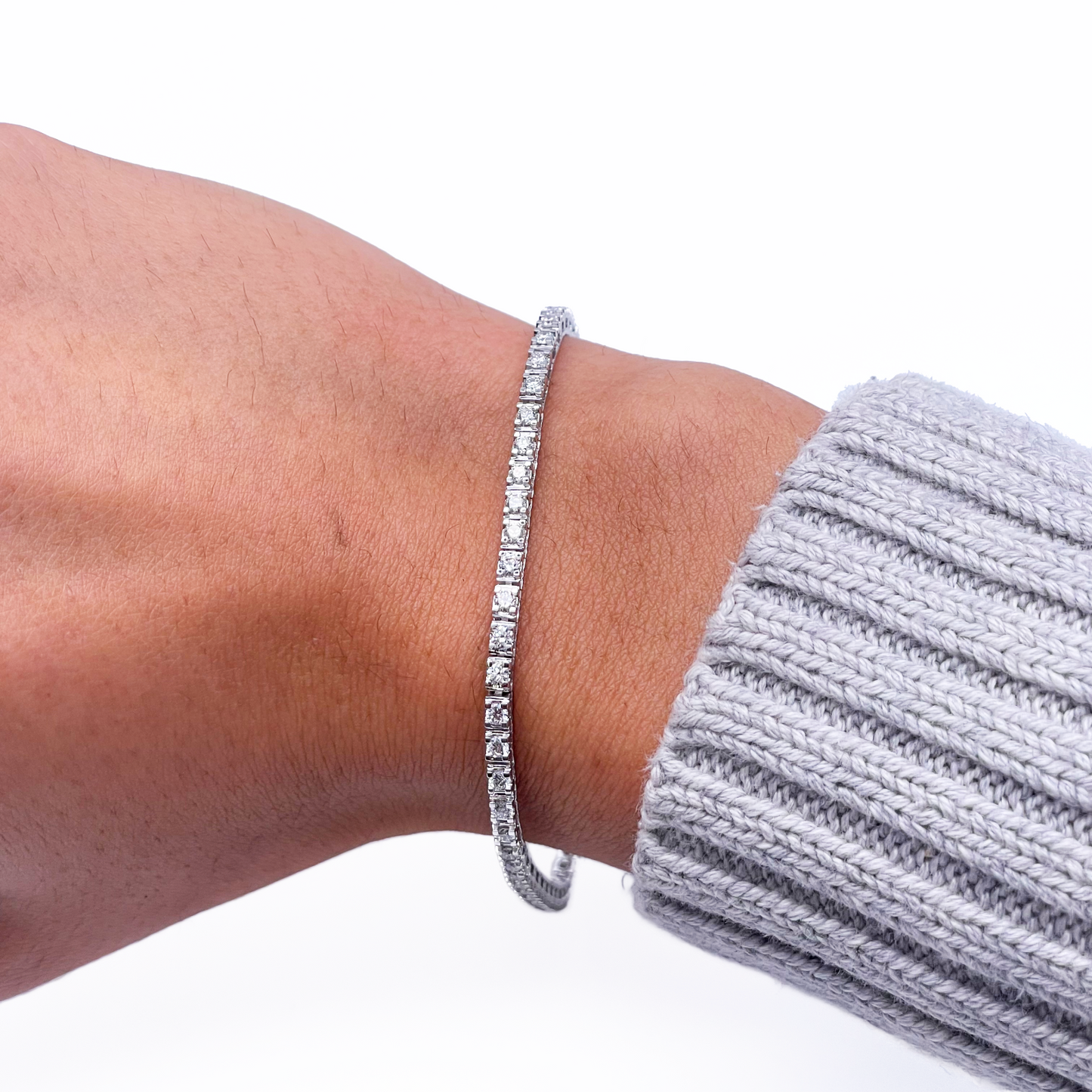 14ct White Gold Natural Diamond Tennis Bracelet 4 claw 2.00ct 7''inches