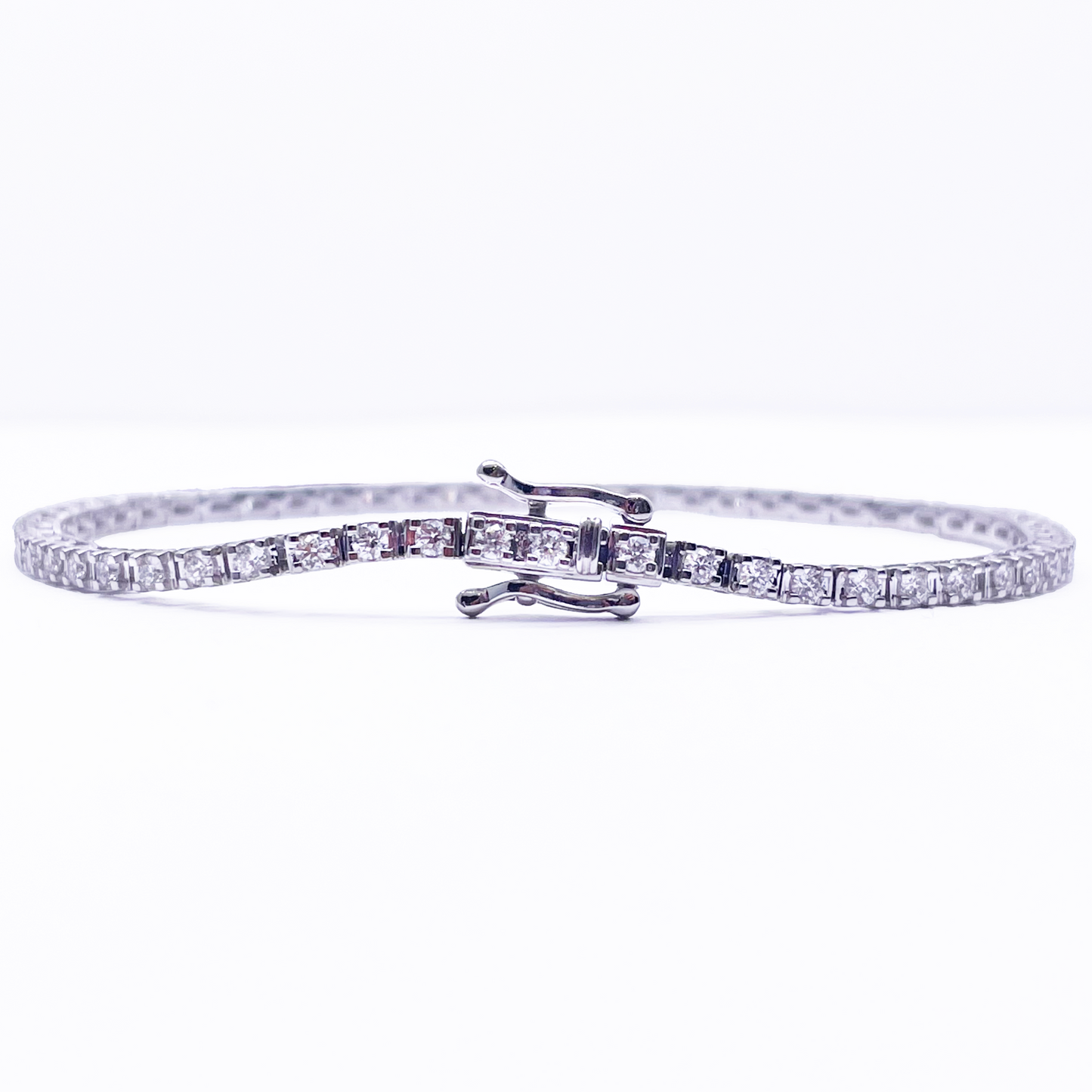 14ct White Gold Natural Diamond Tennis Bracelet 4 claw 2.00ct 7''inches