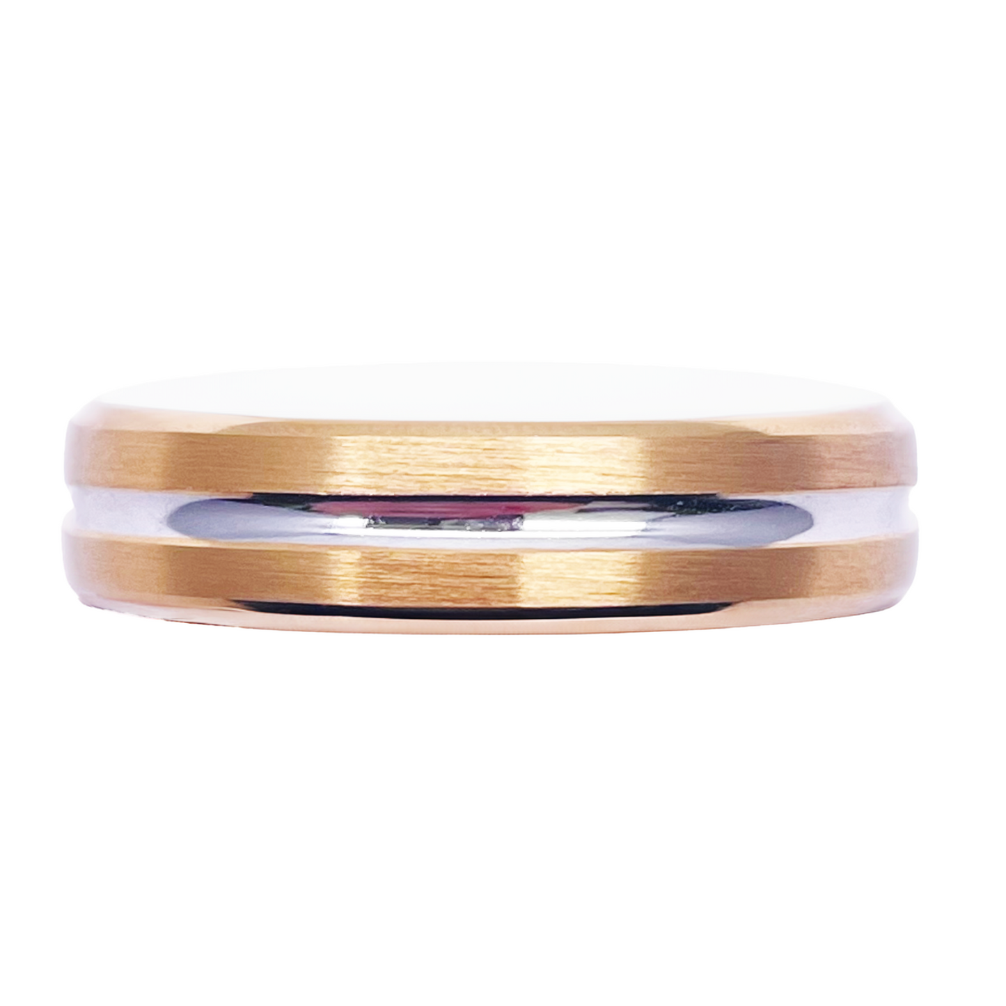 18ct Yellow/White Gold Bicolour Mens Wedding 5mm Band Middle Groove Bevelled