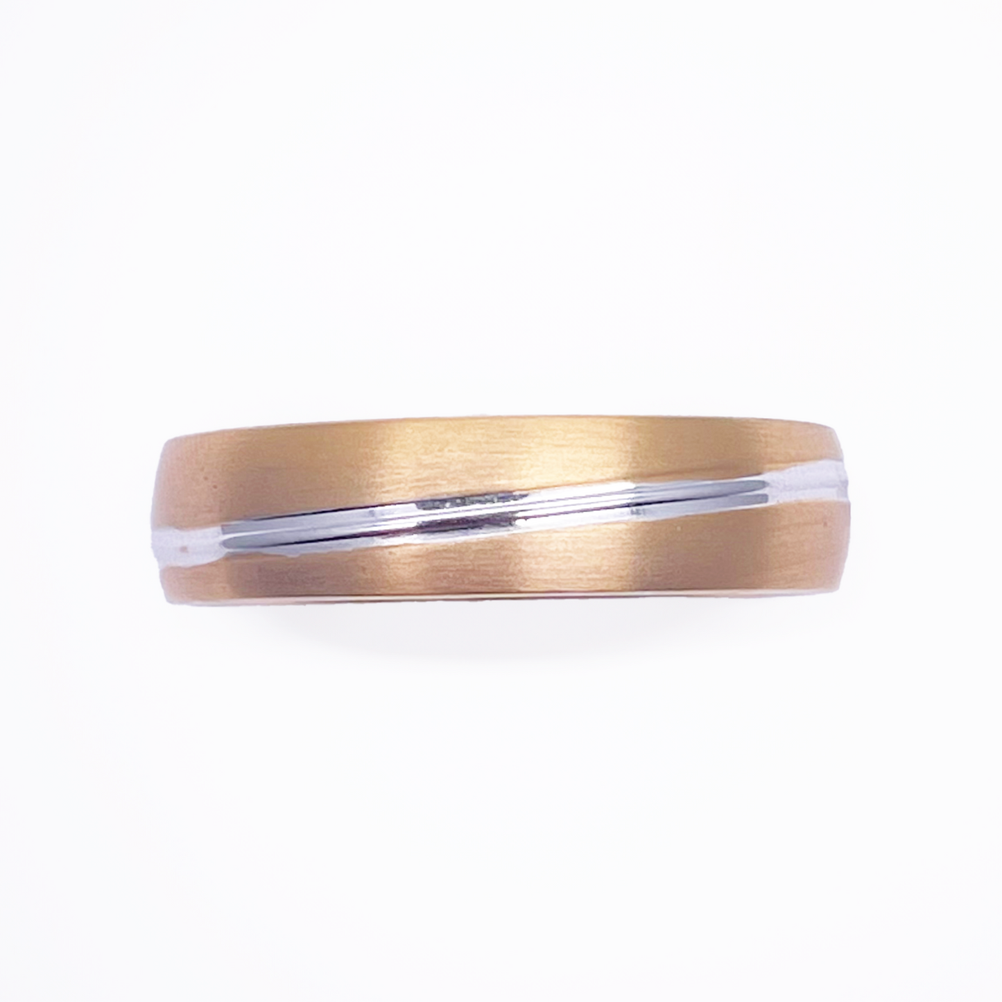 18ct Yellow/White Gold Bicolour Mens Wedding 5mm Band Double Wrapped Groove
