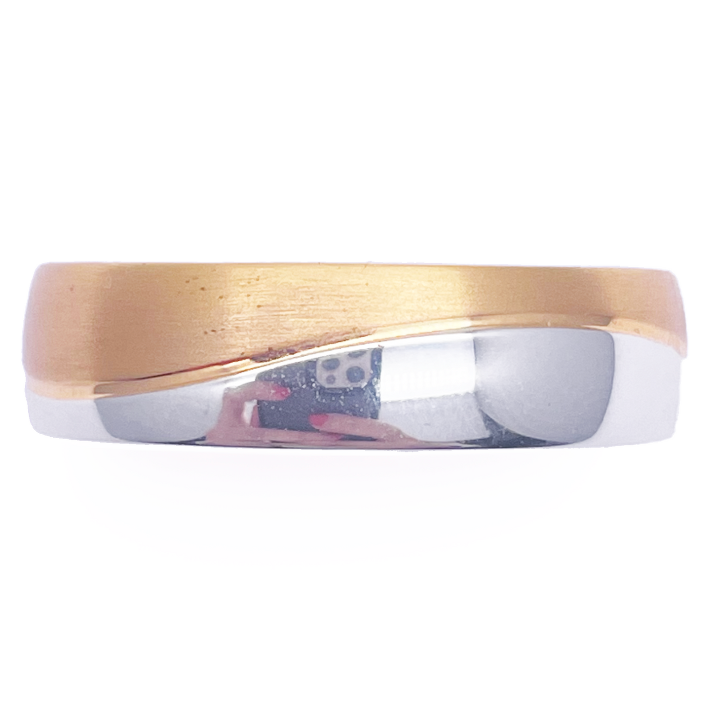 18ct White/Yellow Gold Two-Tone Mens Wedding 6mm Band With Half Matt Groove