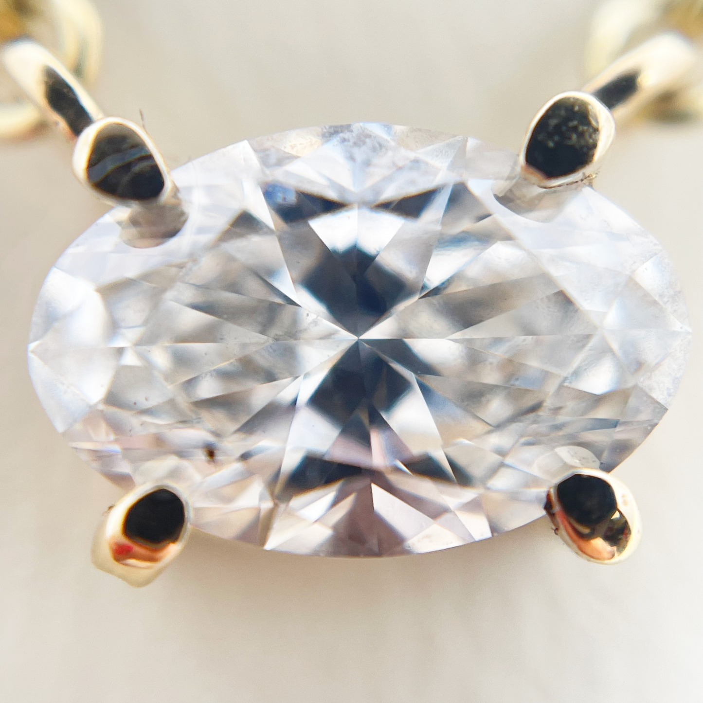 18ct Yellow Gold Lab Grown Oval Diamond 1.00ct Black Beads Mangalsutra Necklace IGI Certified