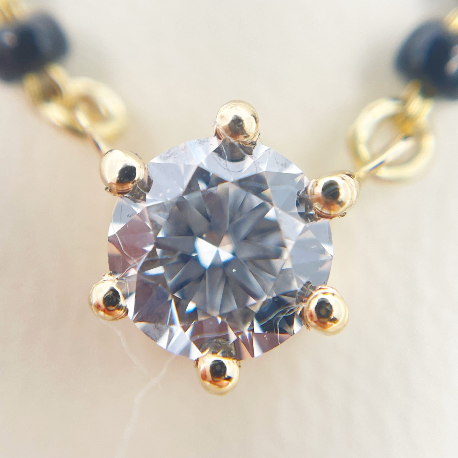 18ct Yellow Gold Lab Grown 6 Claw Diamond 0.70ct Black Beads Mangalsutra Necklace IGI Certified  Mangalsutra Chains