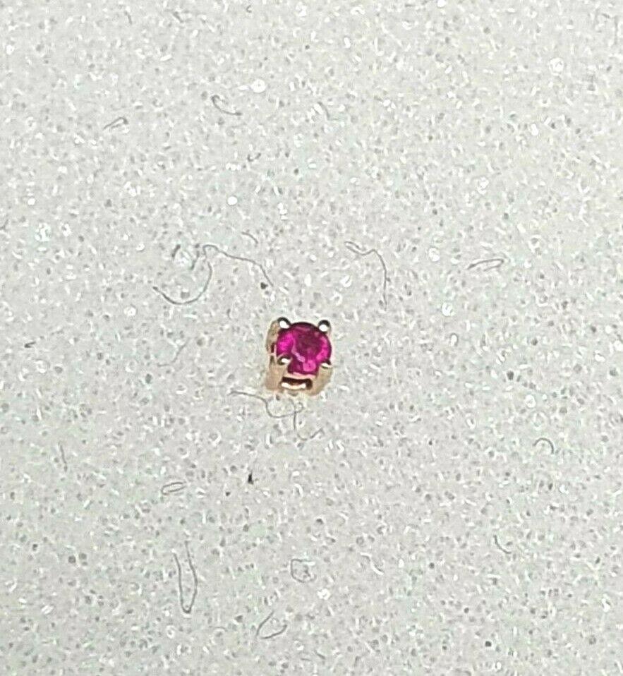 18ct Rose Gold & Natural Ruby Nose Stud / Nose Pin 0.05 Carats 4-Claw 2.0 mm
