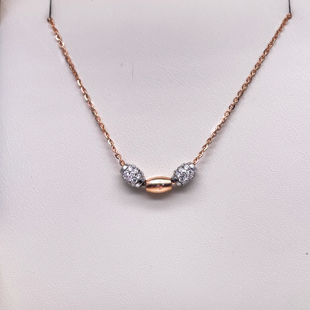 18Carat Rose Gold Diamond Fancy Chain Necklace 0.38 Carats H/SI 18'' inches