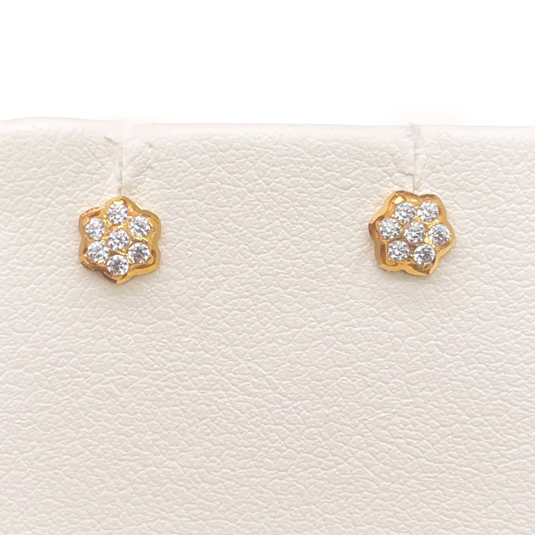 22ct Yellow Gold Cluster Cubic Zirconia Children's Earrings