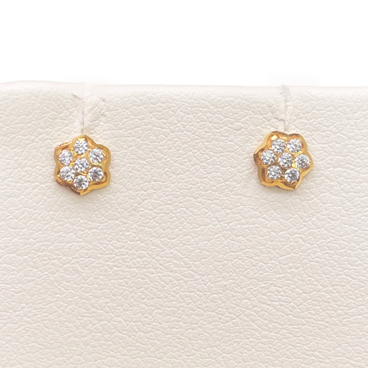 22ct Yellow Gold Cluster Cubic Zirconia Children's Earrings