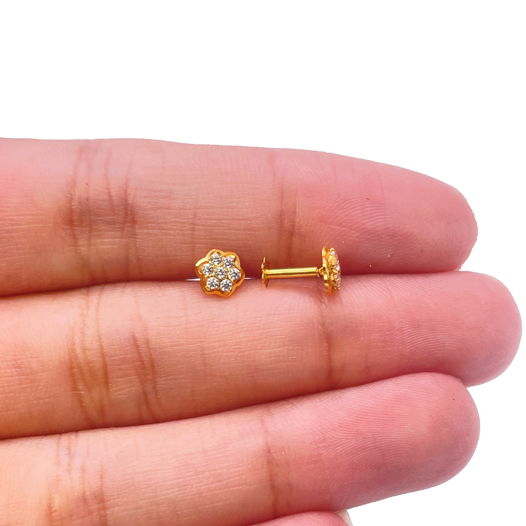 22ct Yellow Gold Cluster Cubic Zirconia Children's Earrings