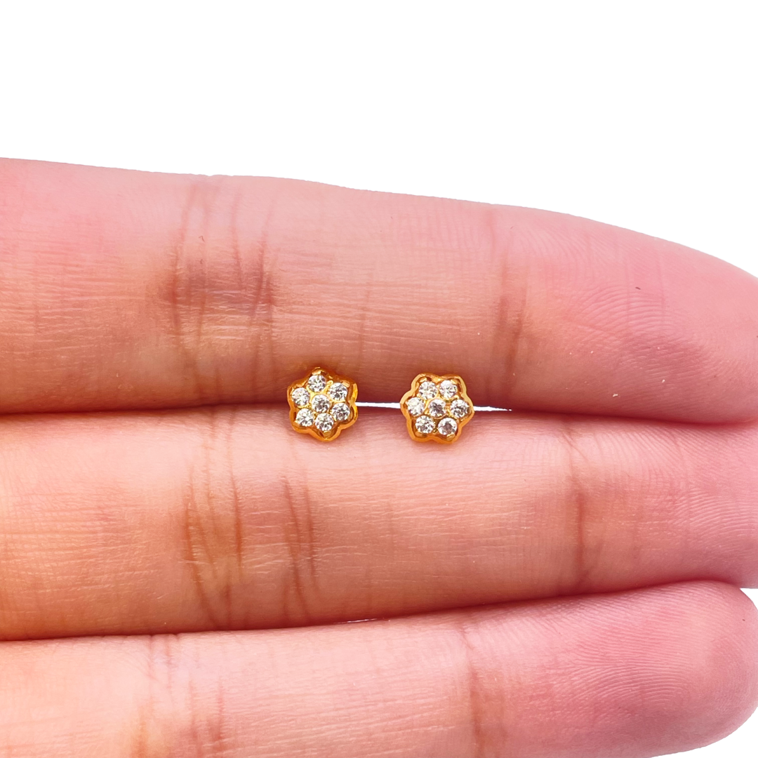 22ct Yellow Gold Cluster Cubic Zirconia Children's Earrings