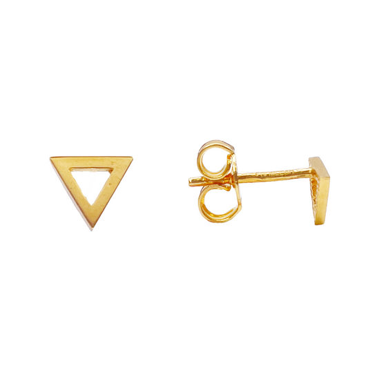 22ct Yellow Gold Triangle Button Style Stud Earrings 6.3mm Width