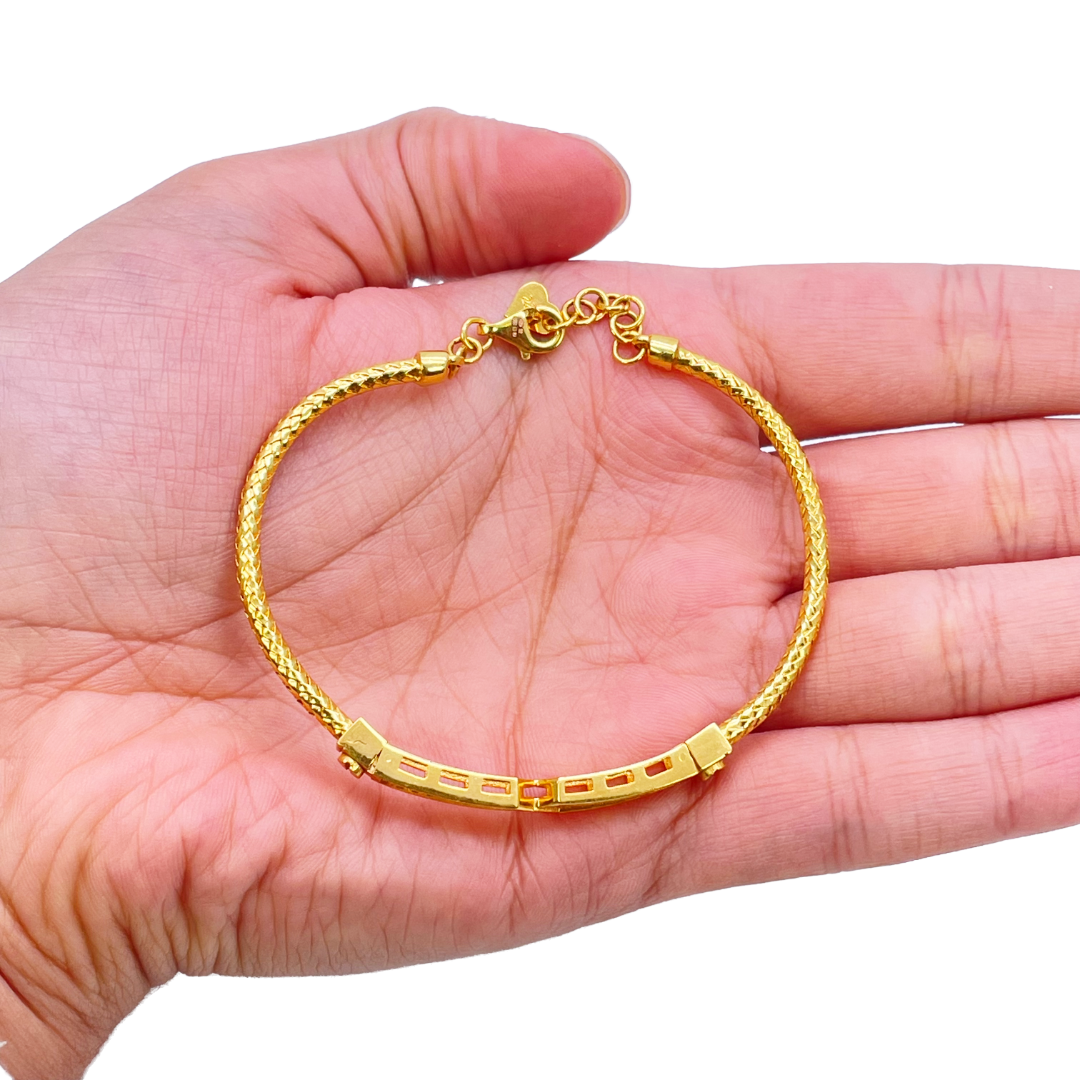 22ct Yellow Gold Fancy Cubic Zirconia Flexible Bangle Bracelet