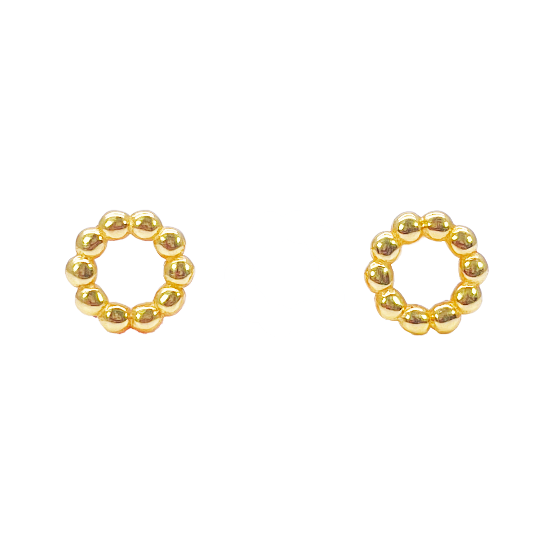 22ct Yellow Gold Round Beaded Stud Earrings 6.6mm Width