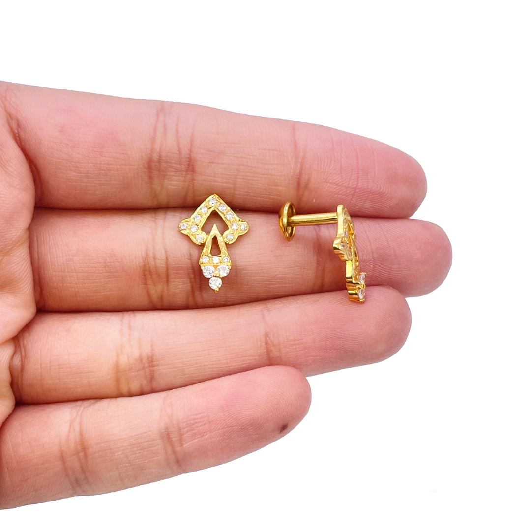 Daily Wear Gold Earrings Lalitha Jewellery 22K Yellow Gold Unique