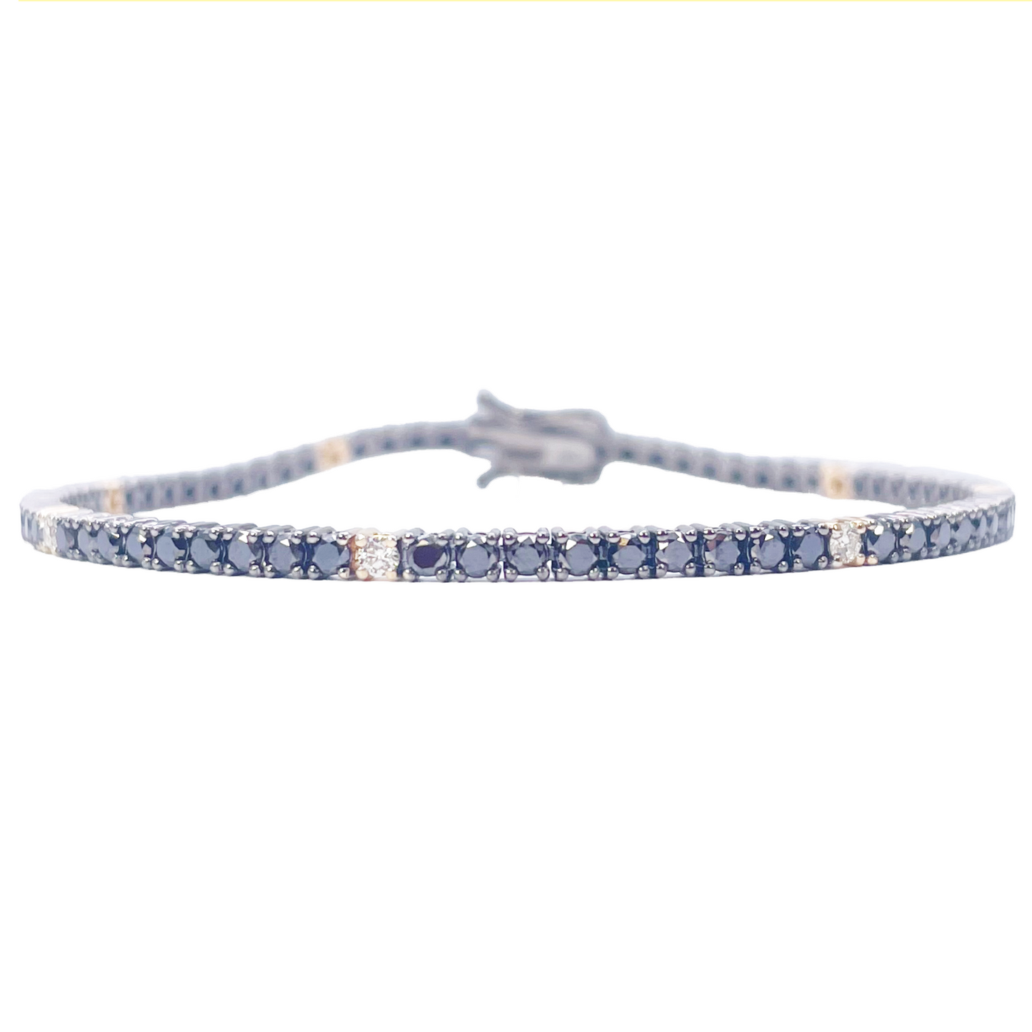 14ct Gold Black Diamond 4-Claw Tennis Bracelet 2.78ct 7 Inches & 2.5 mm Width  Diamond Bracelets