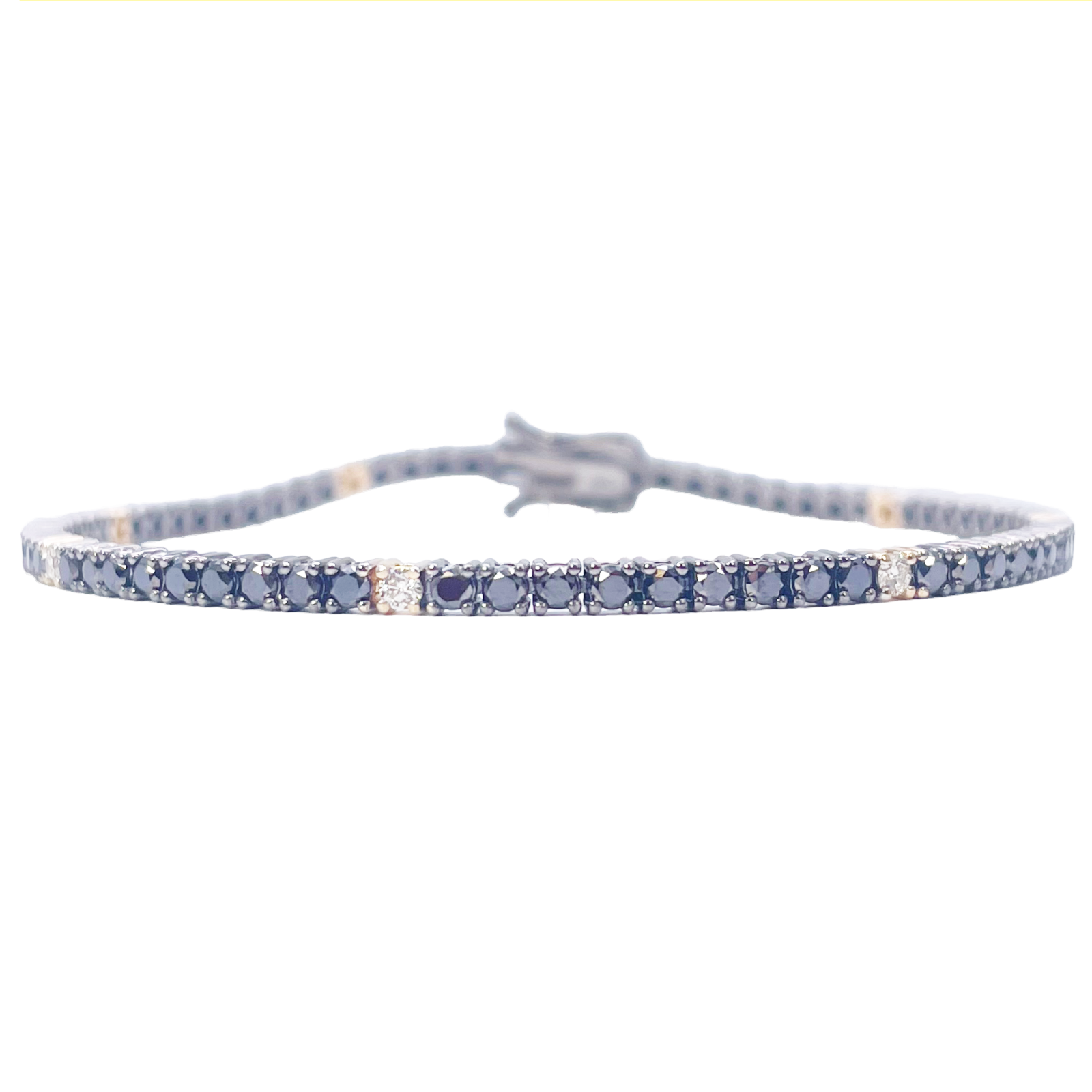 14ct Gold Black Diamond 4-Claw Tennis Bracelet 2.78ct 7 Inches & 2.5 mm Width  Diamond Bracelets
