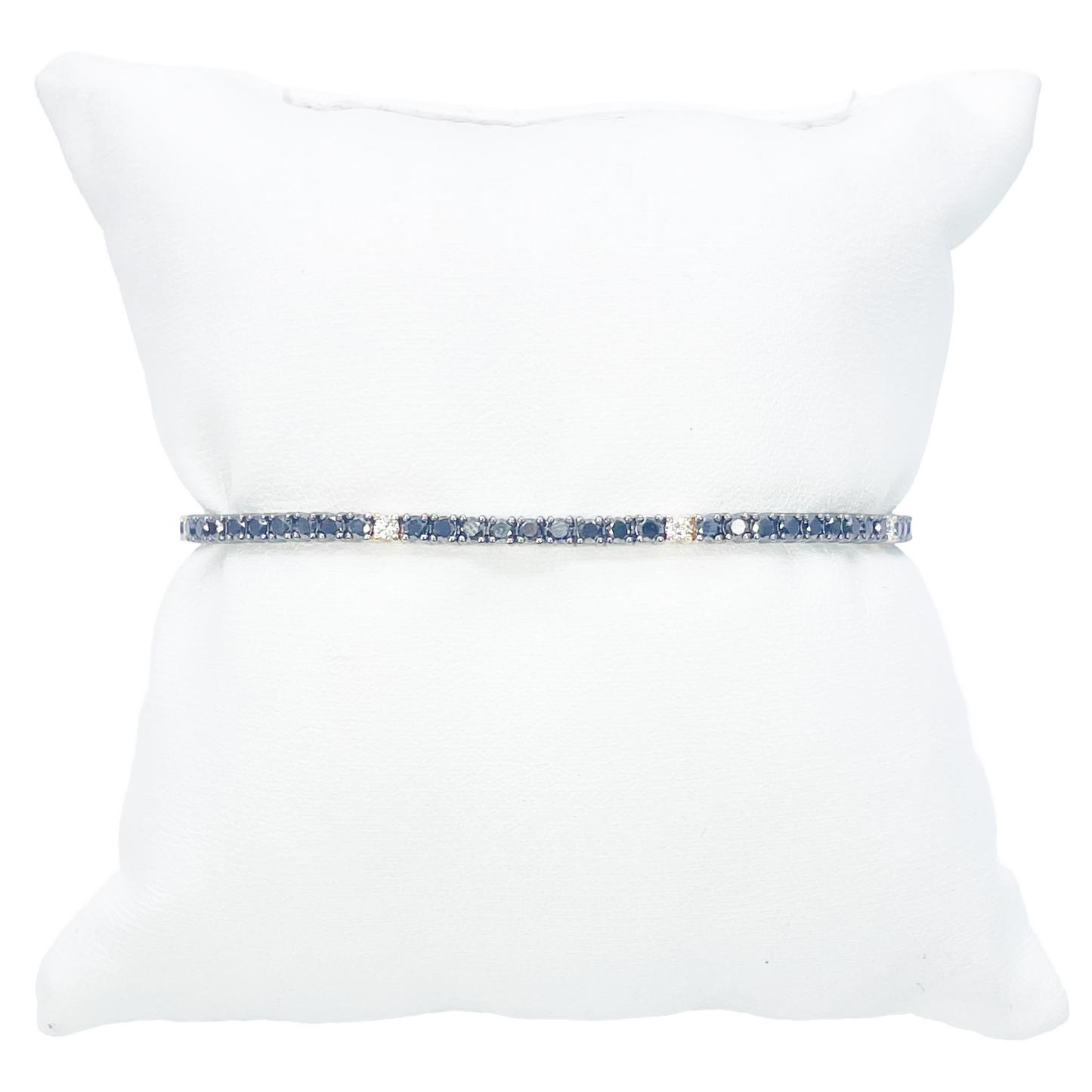 14ct Gold Black Diamond 4-Claw Tennis Bracelet 2.78ct 7 Inches & 2.5 mm Width  Diamond Bracelets