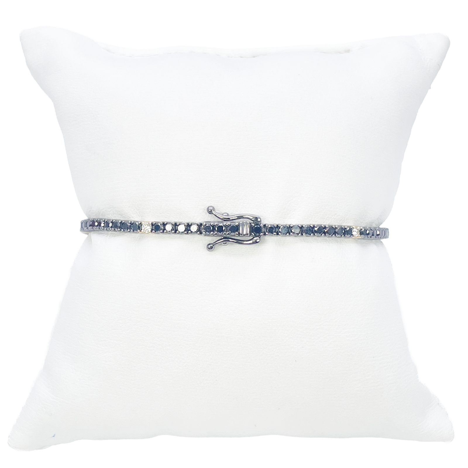 14ct Gold Black Diamond 4-Claw Tennis Bracelet 2.78ct 7 Inches & 2.5 mm Width  Diamond Bracelets