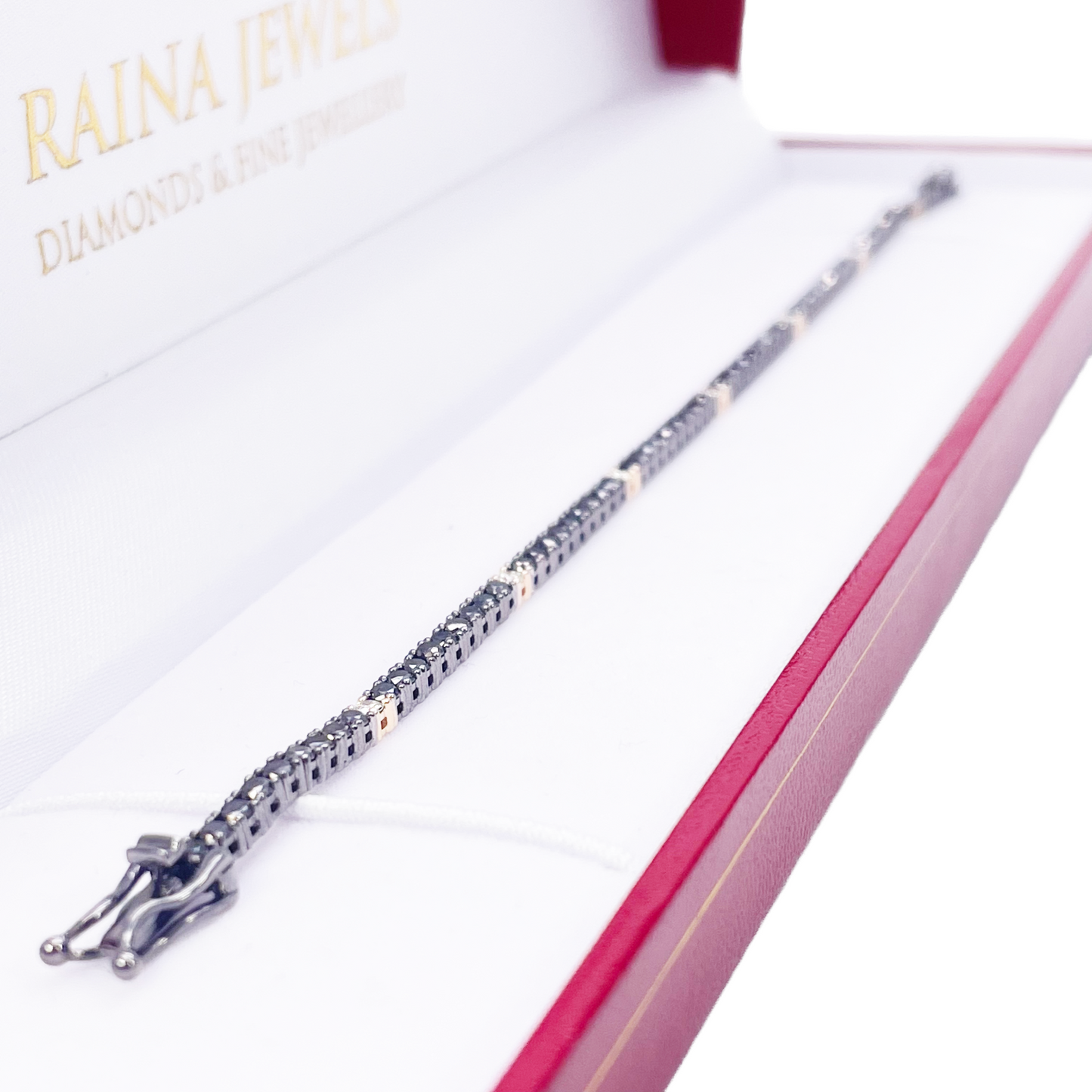 14ct Gold Black Diamond 4-Claw Tennis Bracelet 2.78ct 7 Inches & 2.5 mm Width  Diamond Bracelets