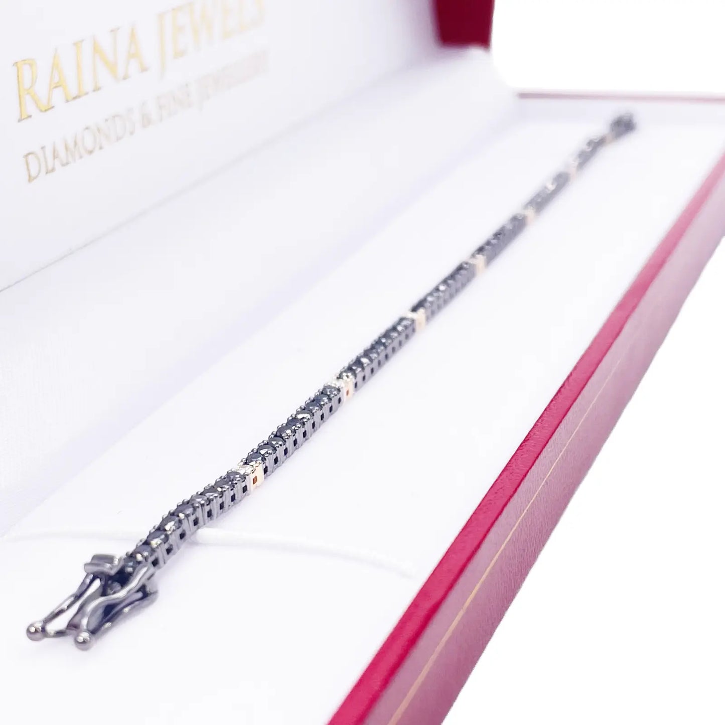 14ct Gold Black Diamond 4-Claw Tennis Bracelet 2.78ct 7 Inches & 2.5 mm Width  Diamond Bracelets