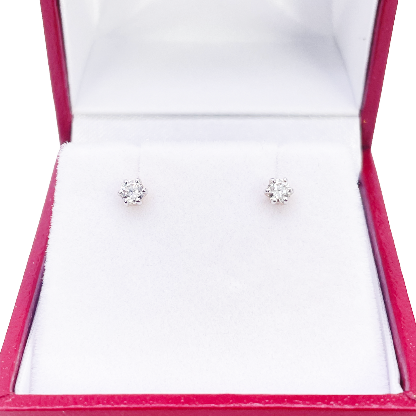 14ct Gold Natural Round Diamond Stud Earrings 0.20ct 6 Claw 3.3mm Wide 