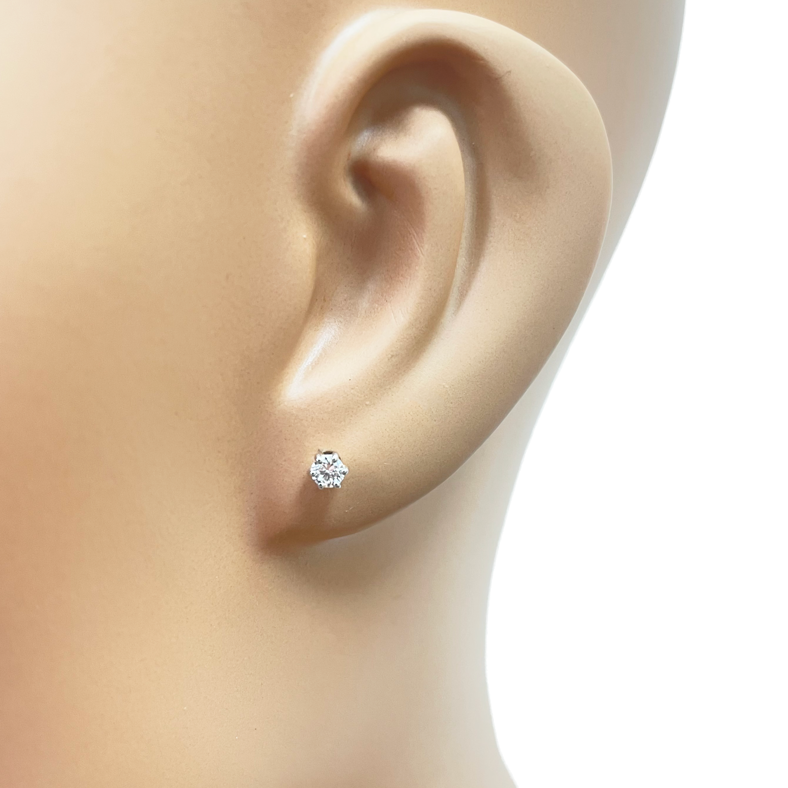 14ct Gold Natural Round Diamond Stud Earrings 0.20ct 6 Claw 3.3mm Wide 