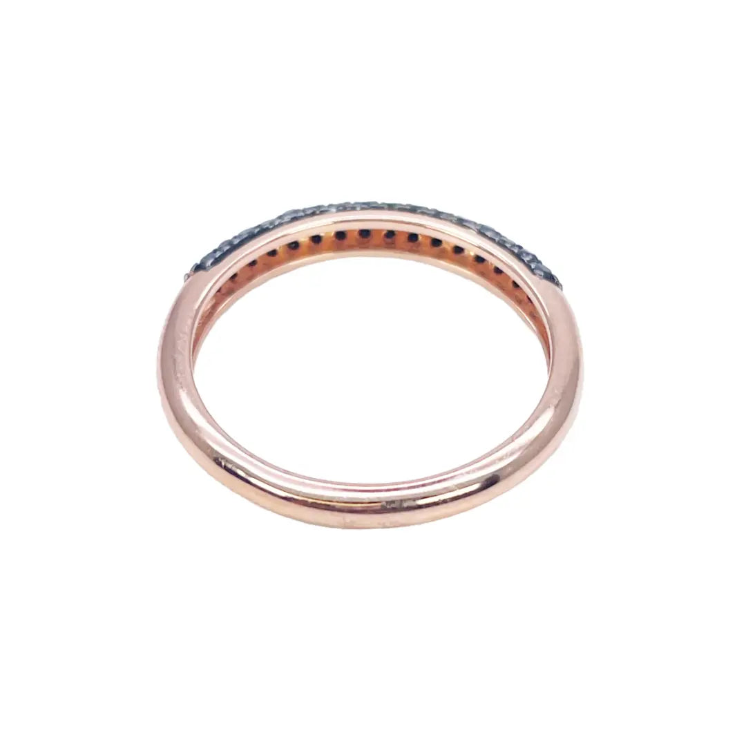 14ct Rose Gold Black Round Diamond 3 Row Dome Shaped Pave Set Ring 0.35ct  Diamond Ring