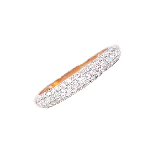 14ct Rose Gold Diamond 3 Row Dome Shaped Pave Set Ring 0.34ct  Diamond Ring