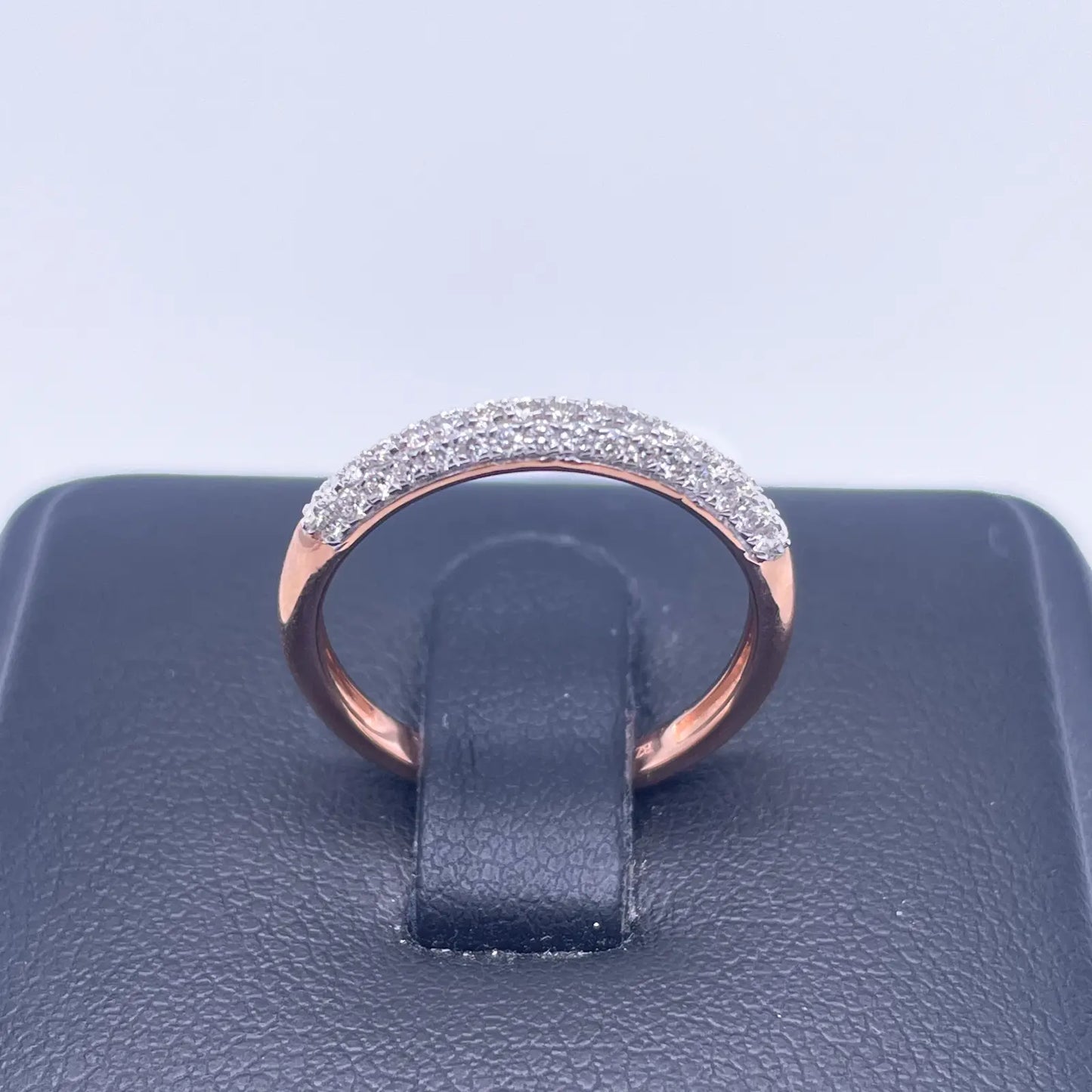 14ct Rose Gold Diamond 3 Row Dome Shaped Pave Set Ring 0.34ct  Diamond Ring